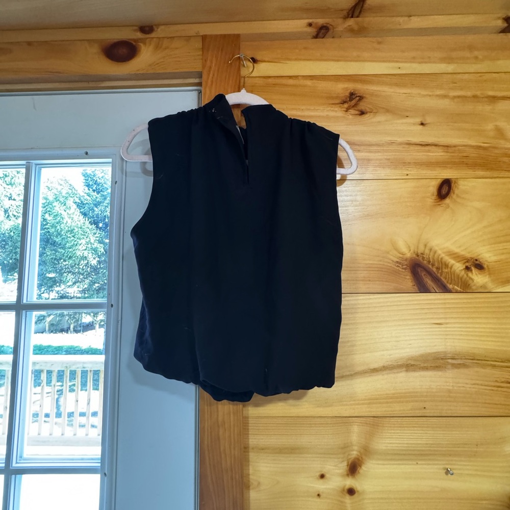 Worthington Black Sleeveless Mandarin Collar Blouse